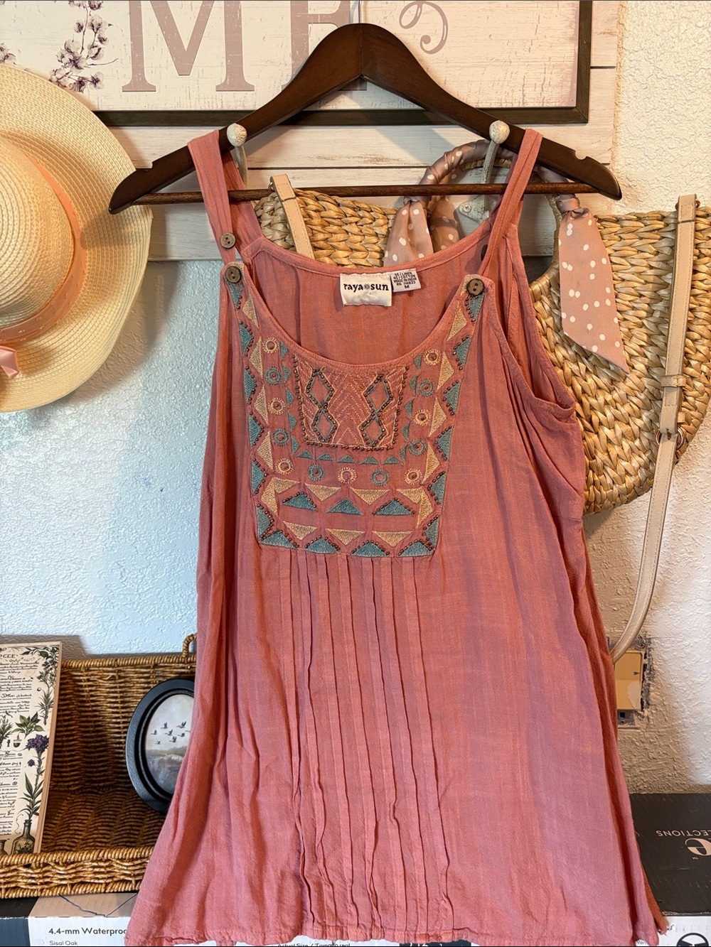 Raya Sun Linen Blend Embroidered Beaded Boho Summer Blouse Coastal Cottagecore